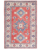 Kazak 3'3'' X 4'9'' Hand-Knotted Wool Rug 3'3'' x 4'9'' (98 X 143) / Red / Ivory