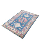 Kazak 3'2'' X 4'10'' Hand-Knotted Wool Rug 3'2'' x 4'10'' (95 X 145) / Blue / Ivory