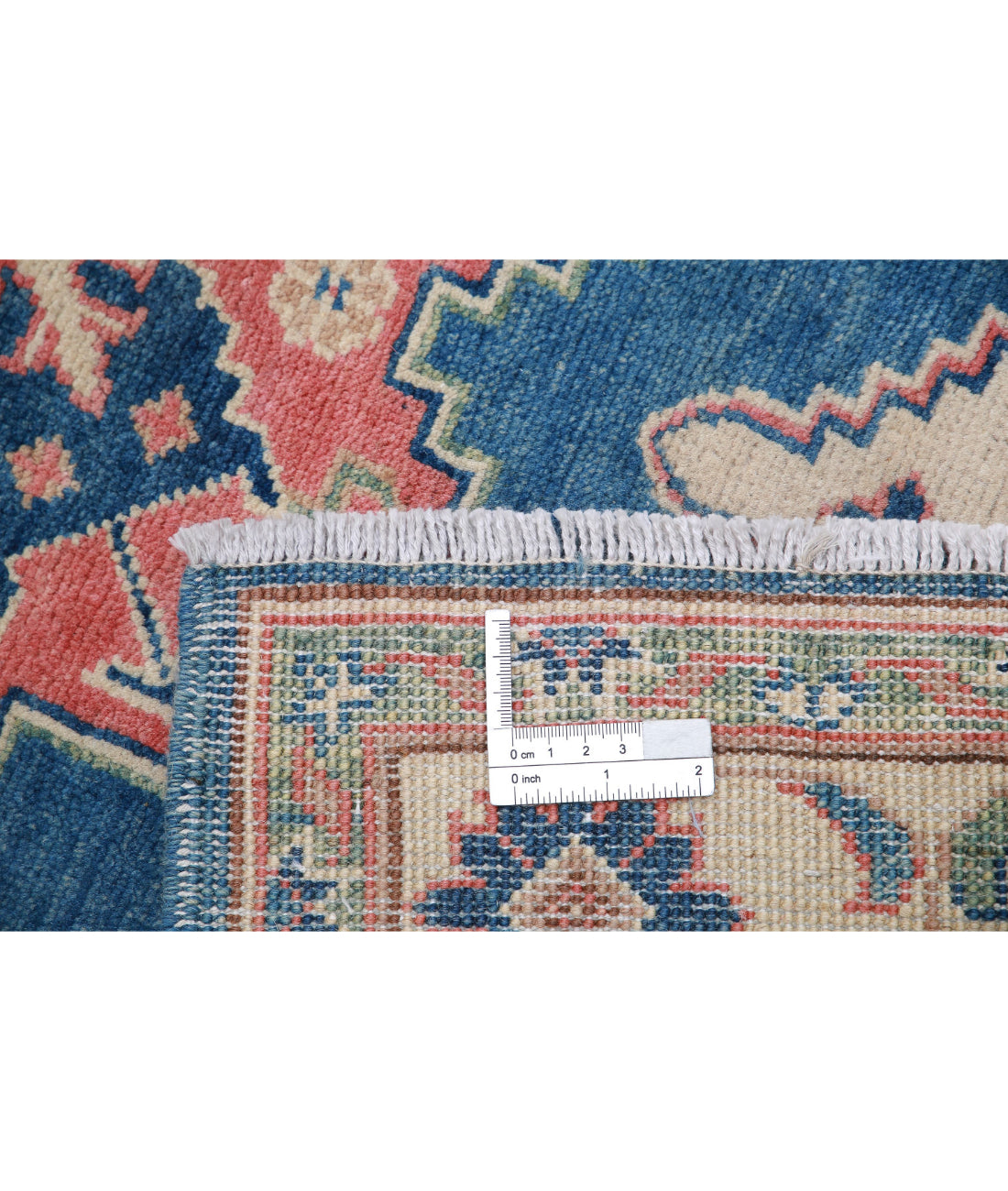 Kazak 3'2'' X 4'10'' Hand-Knotted Wool Rug 3'2'' x 4'10'' (95 X 145) / Blue / Ivory