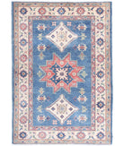 Kazak 3'2'' X 4'10'' Hand-Knotted Wool Rug 3'2'' x 4'10'' (95 X 145) / Blue / Ivory