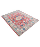 Kazak 5'0'' X 6'4'' Hand-Knotted Wool Rug 5'0'' x 6'4'' (150 X 190) / Red / Ivory