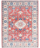 Kazak 5'0'' X 6'4'' Hand-Knotted Wool Rug 5'0'' x 6'4'' (150 X 190) / Red / Ivory