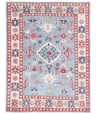 Kazak 4'10'' X 6'7'' Hand-Knotted Wool Rug 4'10'' x 6'7'' (145 X 198) / Blue / Ivory