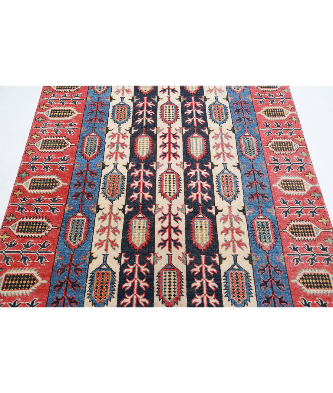 Kazak 4'11'' X 6'7'' Hand-Knotted Wool Rug 4'11'' x 6'7'' (148 X 198) / Multi / Red