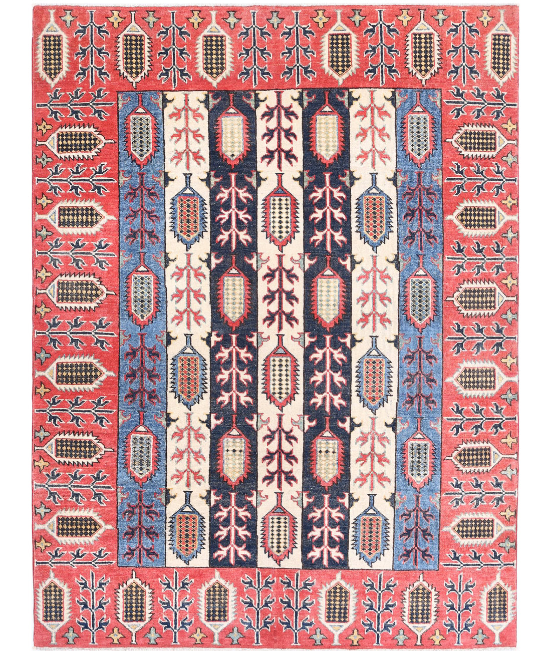 Kazak 4'11'' X 6'7'' Hand-Knotted Wool Rug 4'11'' x 6'7'' (148 X 198) / Multi / Red