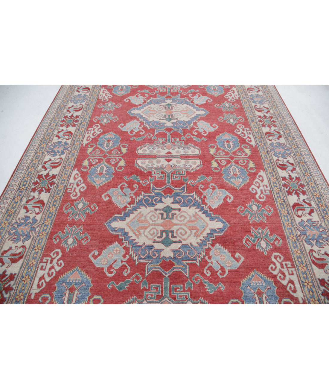 Kazak 7'8'' X 10'8'' Hand-Knotted Wool Rug 7'8'' x 10'8'' (230 X 320) / Red / Ivory