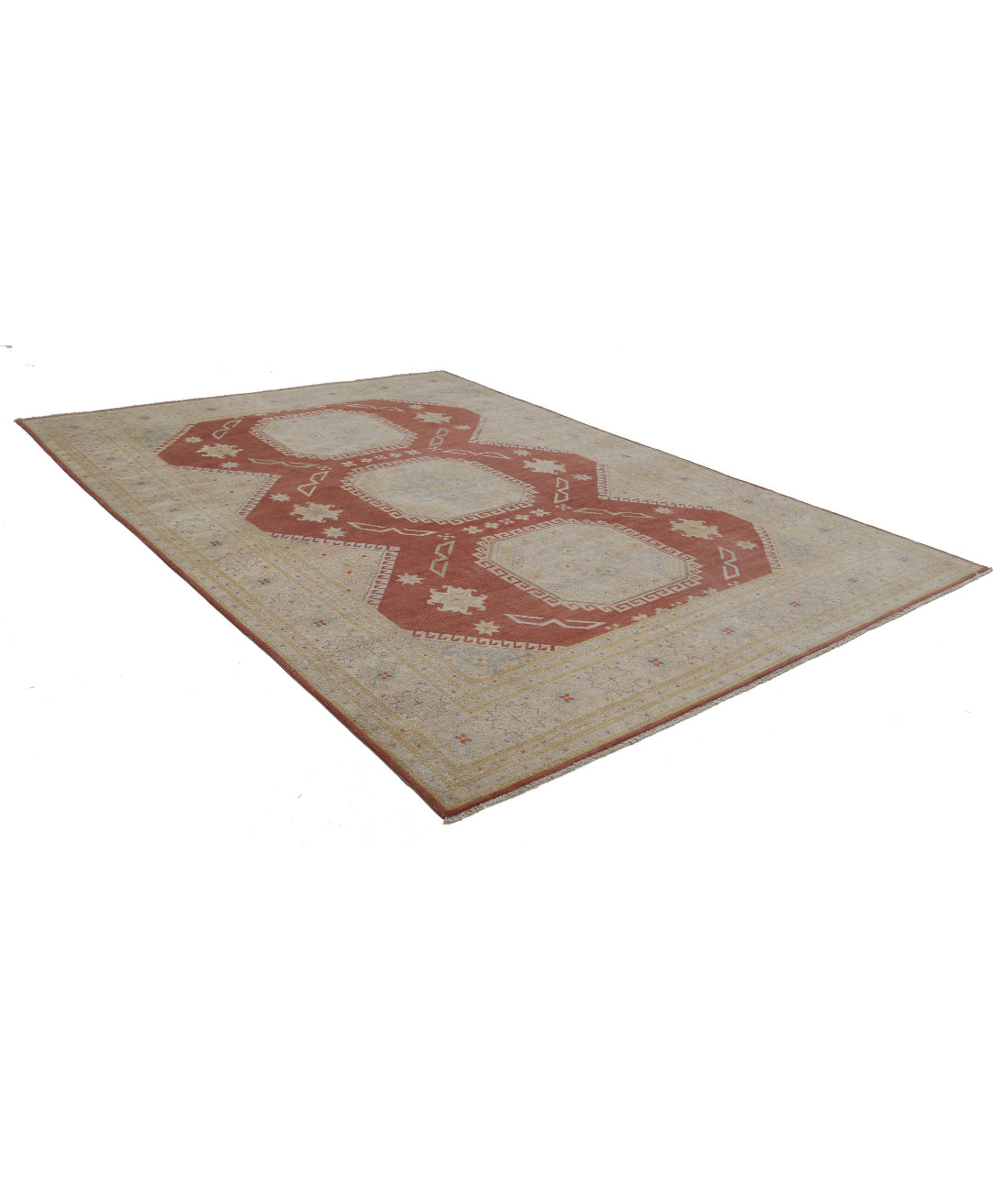 Kazak 8'9'' X 12'2'' Hand-Knotted Wool Rug 8'9'' x 12'2'' (263 X 365) / Brown / Ivory