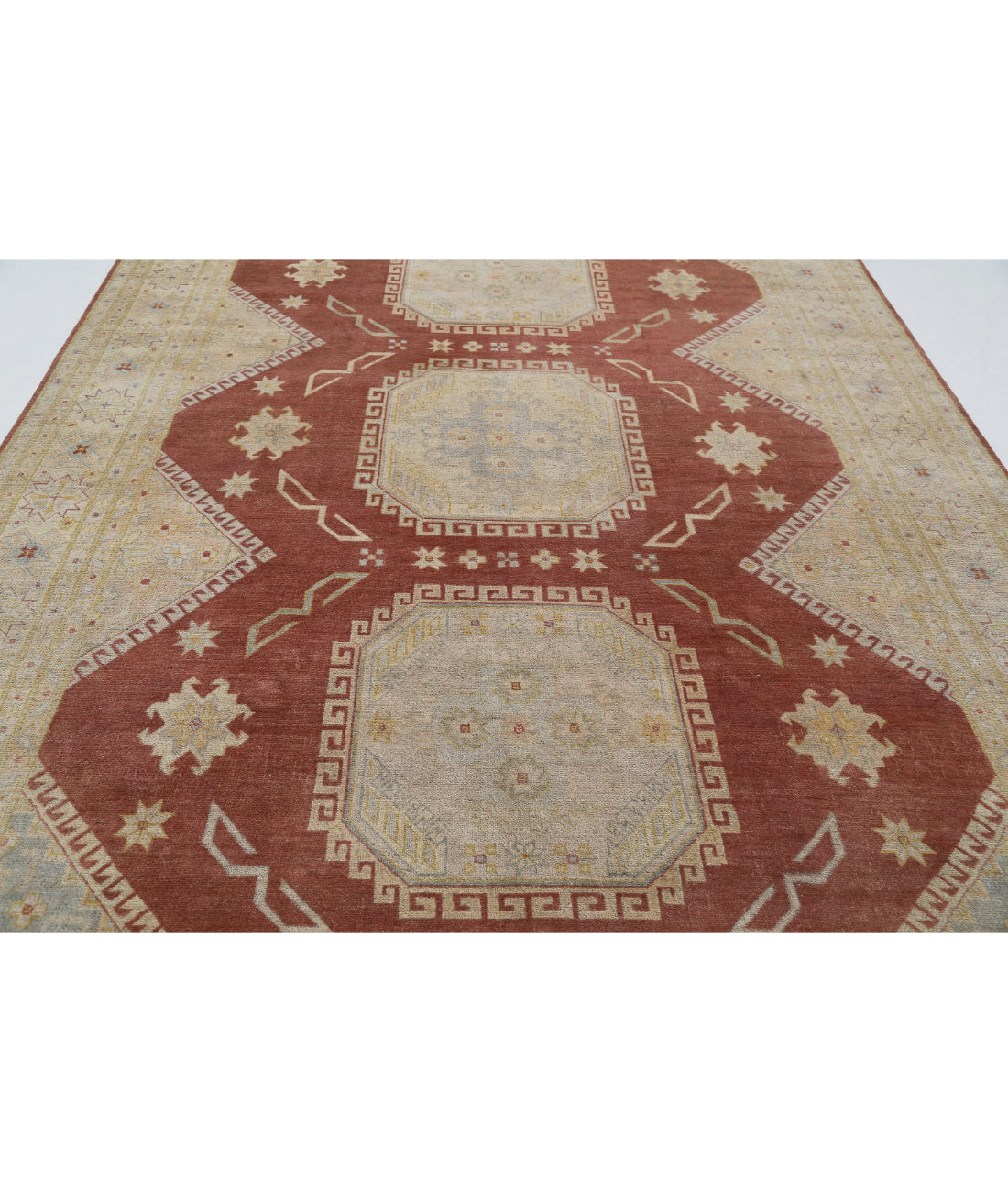 Kazak 8'9'' X 12'2'' Hand-Knotted Wool Rug 8'9'' x 12'2'' (263 X 365) / Brown / Ivory