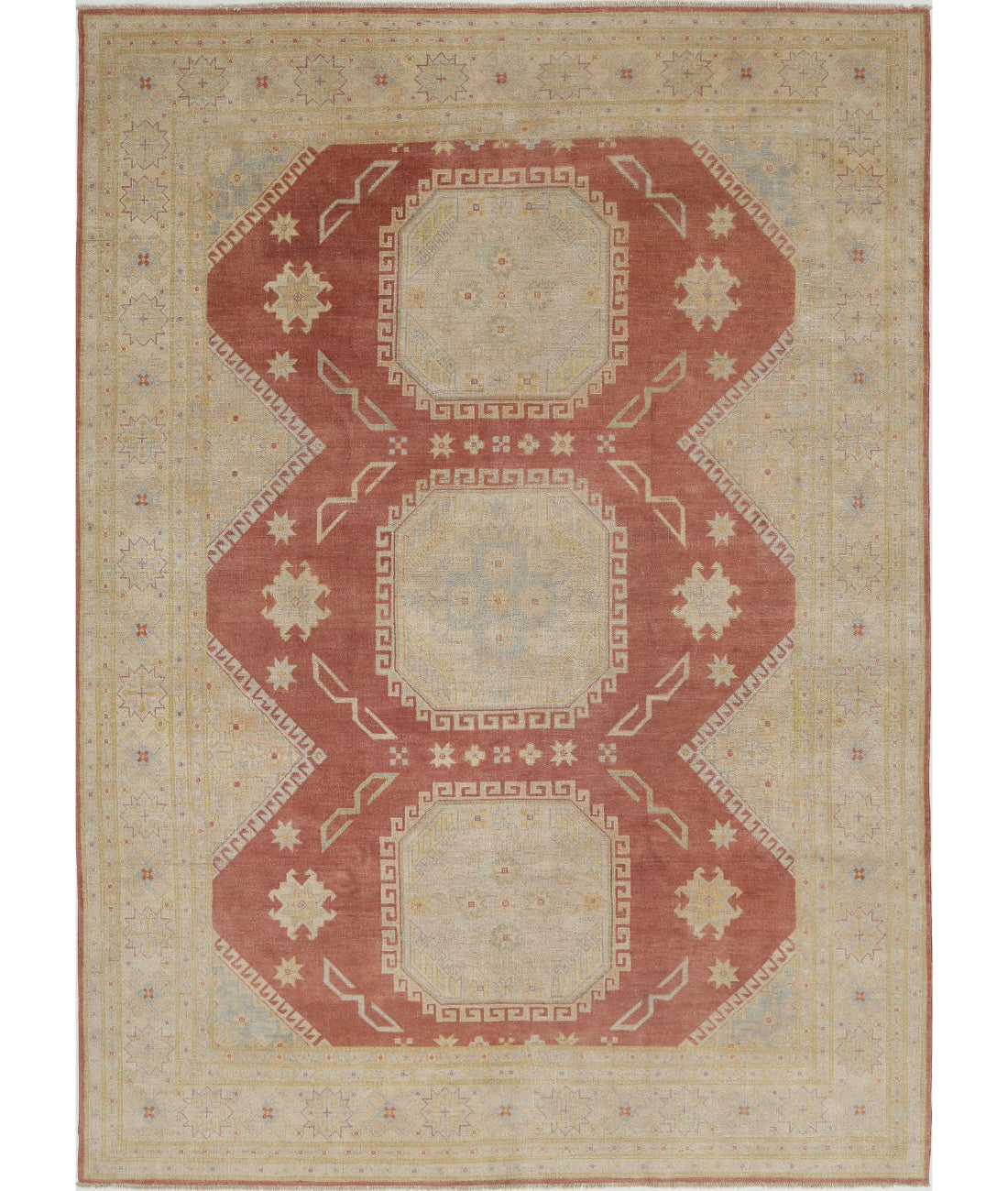 Kazak 8'9'' X 12'2'' Hand-Knotted Wool Rug 8'9'' x 12'2'' (263 X 365) / Brown / Ivory