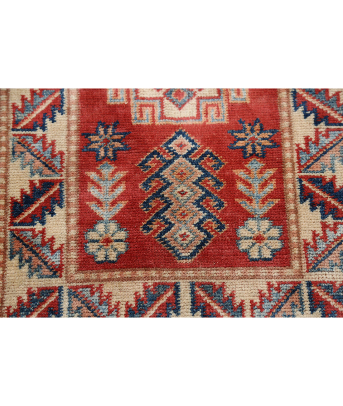 Kazak 1'10'' X 2'9'' Hand-Knotted Wool Rug 1'10'' x 2'9'' (55 X 83) / Red / Ivory