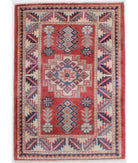 Kazak 1'10'' X 2'9'' Hand-Knotted Wool Rug 1'10'' x 2'9'' (55 X 83) / Red / Ivory