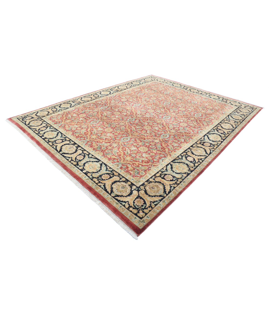 Agra 8'10'' X 11'8'' Hand-Knotted Wool Rug 8'10'' x 11'8'' (265 X 345) / Red / Black
