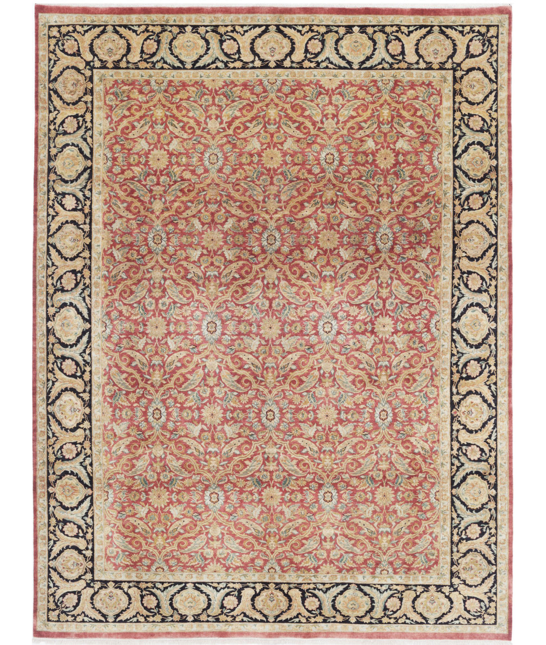 Agra 8'10'' X 11'8'' Hand-Knotted Wool Rug 8'10'' x 11'8'' (265 X 345) / Red / Black