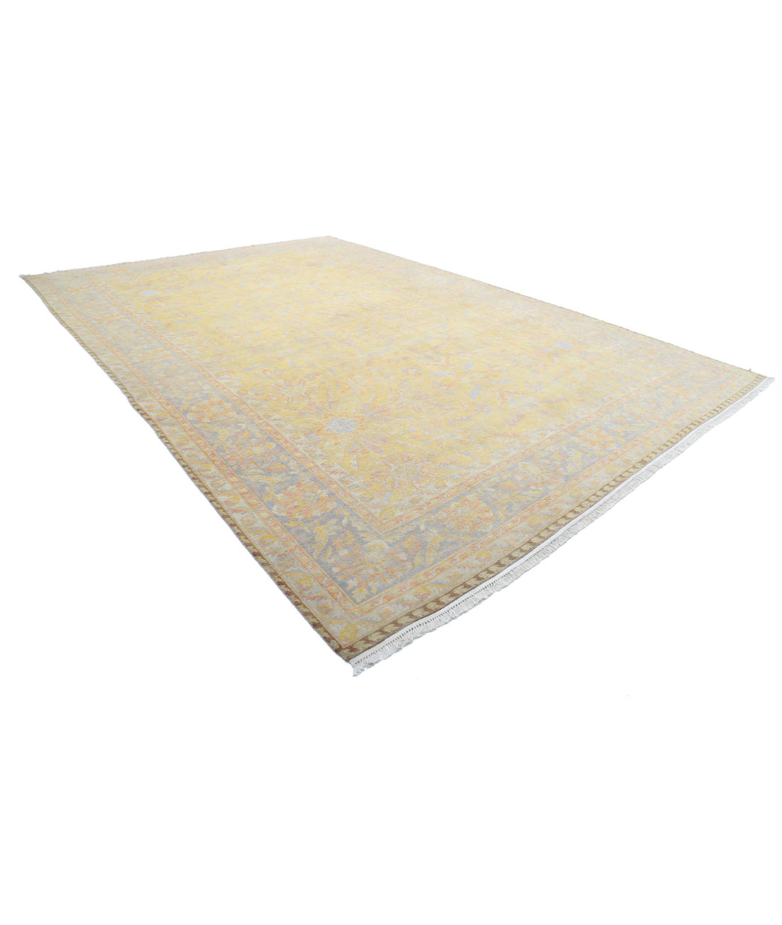 Agra 12'0'' X 18'2'' Hand-Knotted Wool Rug 12'0'' x 18'2'' (268 X 350) / Gold / Grey