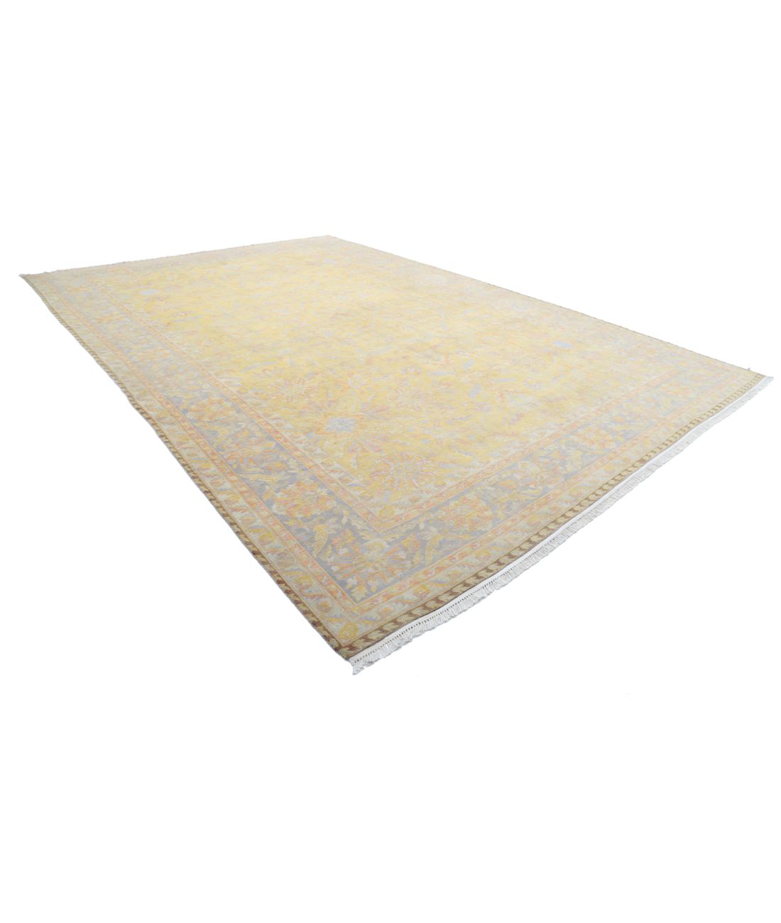 Agra 12'0'' X 18'2'' Hand-Knotted Wool Rug 12'0'' x 18'2'' (268 X 350) / Gold / Grey