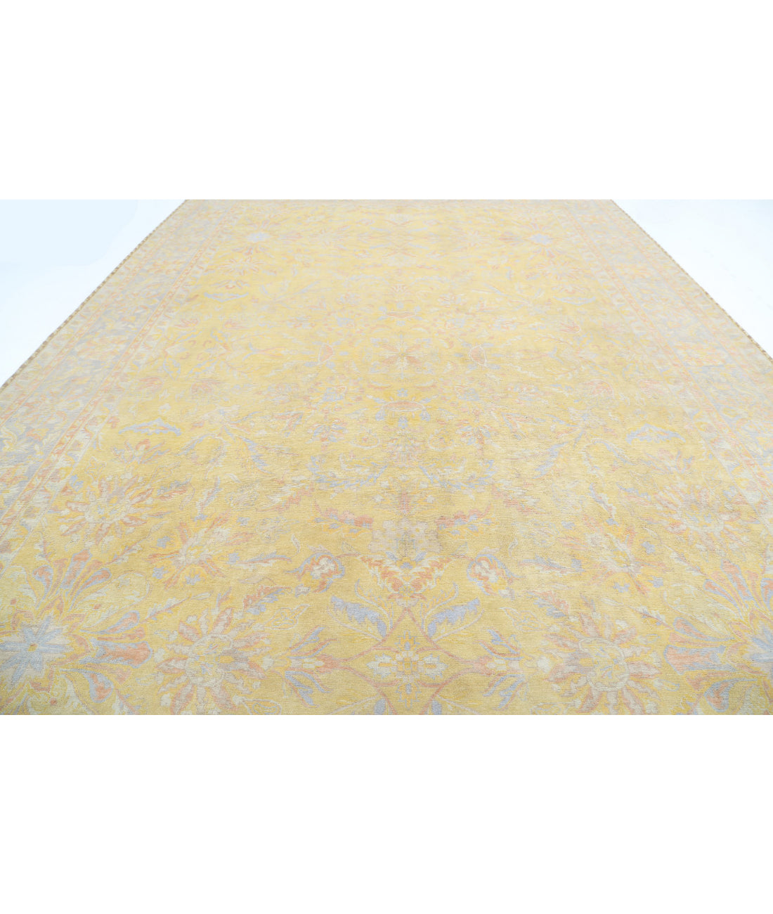 Agra 12'0'' X 18'2'' Hand-Knotted Wool Rug 12'0'' x 18'2'' (268 X 350) / Gold / Grey