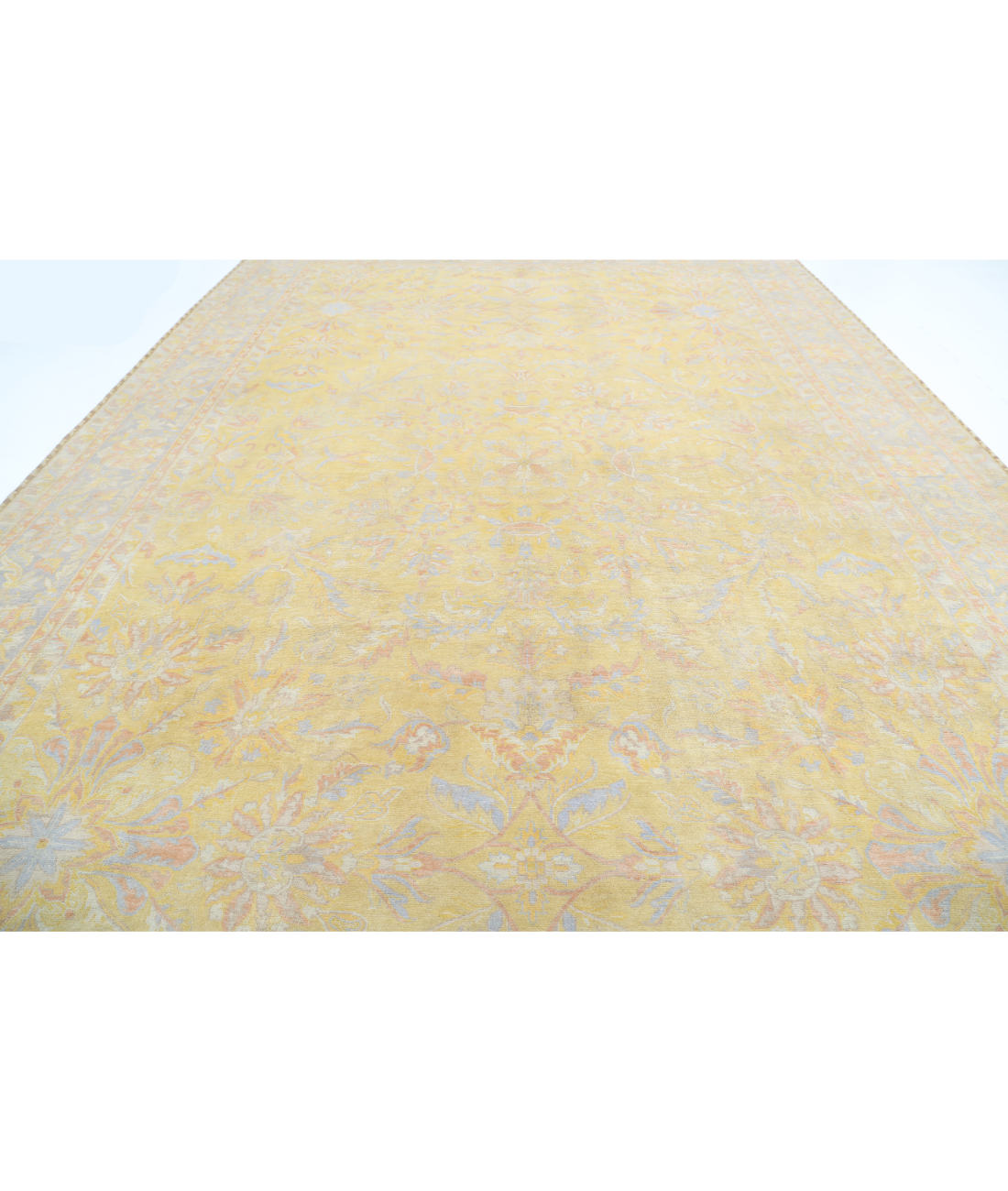 Agra 12'0'' X 18'2'' Hand-Knotted Wool Rug 12'0'' x 18'2'' (268 X 350) / Gold / Grey