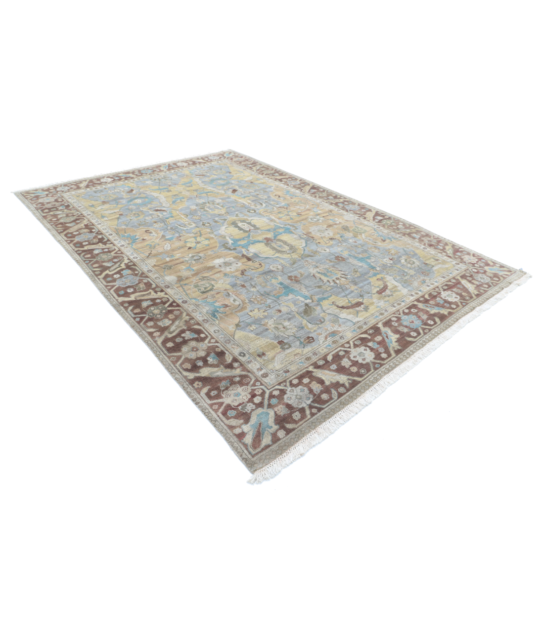 Agra 8'1'' X 11'4'' Hand-Knotted Wool Rug 8'1'' x 11'4'' (268 X 363) / Grey / Brown