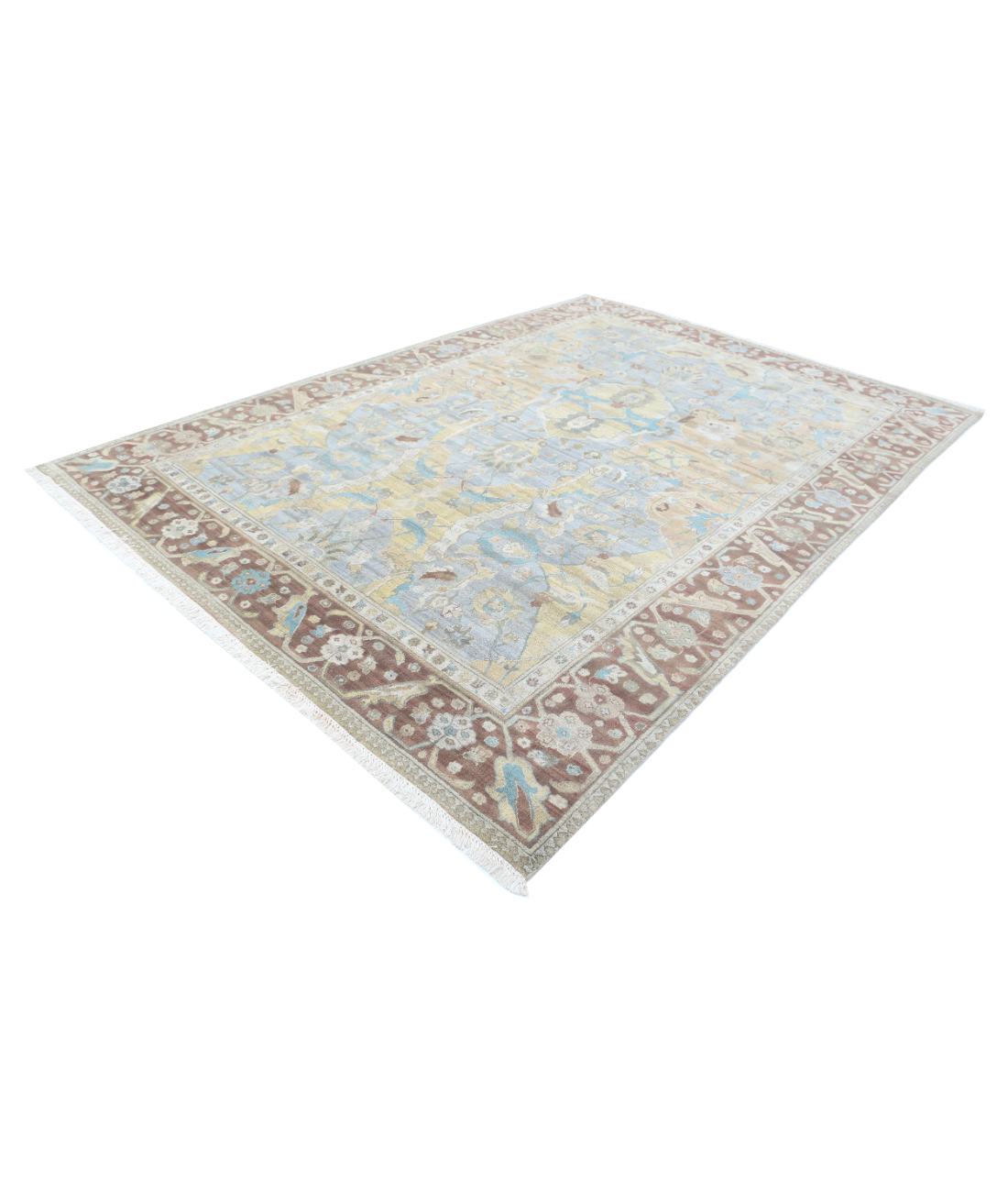 Agra 8'1'' X 11'4'' Hand-Knotted Wool Rug 8'1'' x 11'4'' (268 X 363) / Grey / Brown