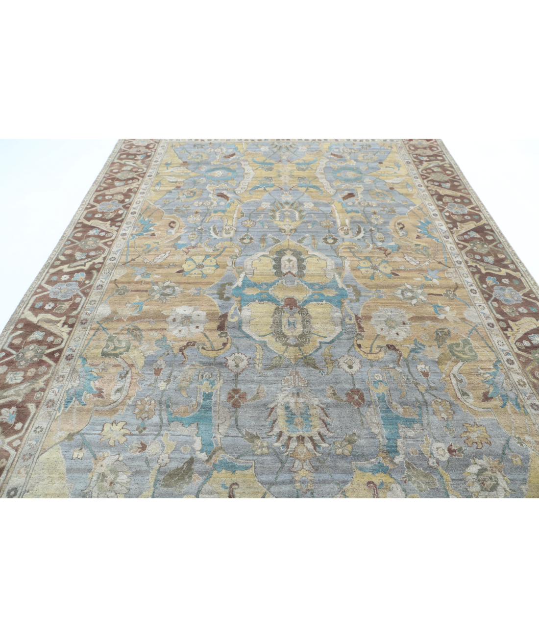 Agra 8'1'' X 11'4'' Hand-Knotted Wool Rug 8'1'' x 11'4'' (268 X 363) / Grey / Brown