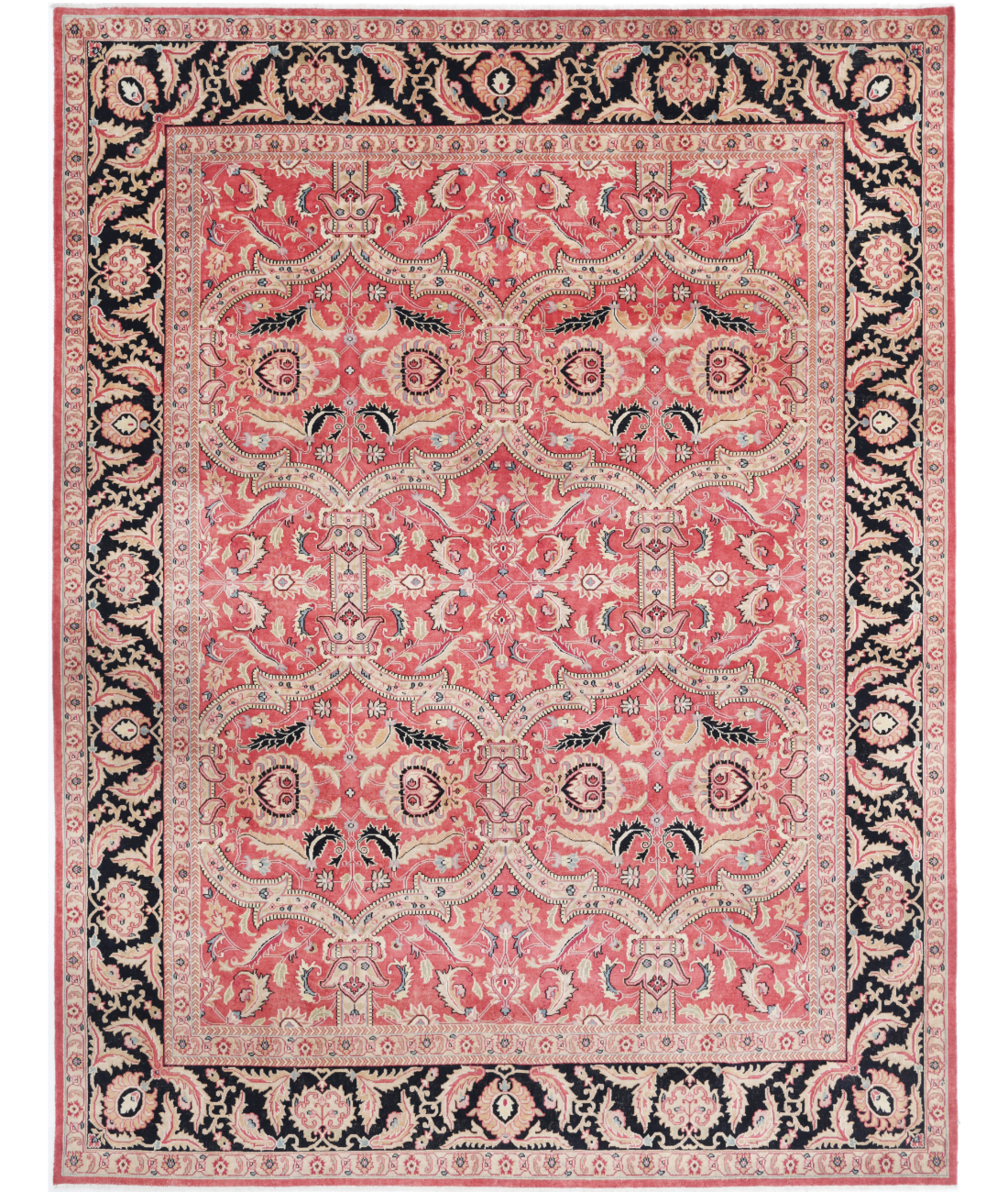 Agra 9'5'' X 12'5'' Hand-Knotted Wool Rug 9'5'' x 12'5'' (75 X 580) / Red / Black
