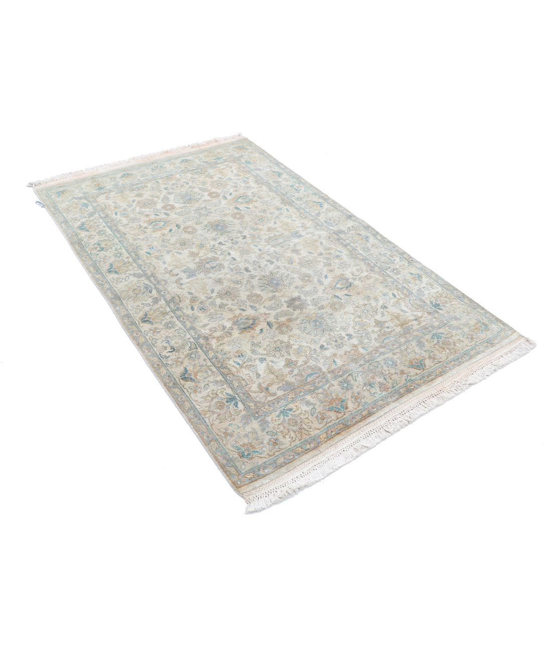 Agra 3'11'' X 6'0'' Hand-Knotted Wool Rug 3'11'' x 6'0'' (75 X 303) / Ivory / Grey