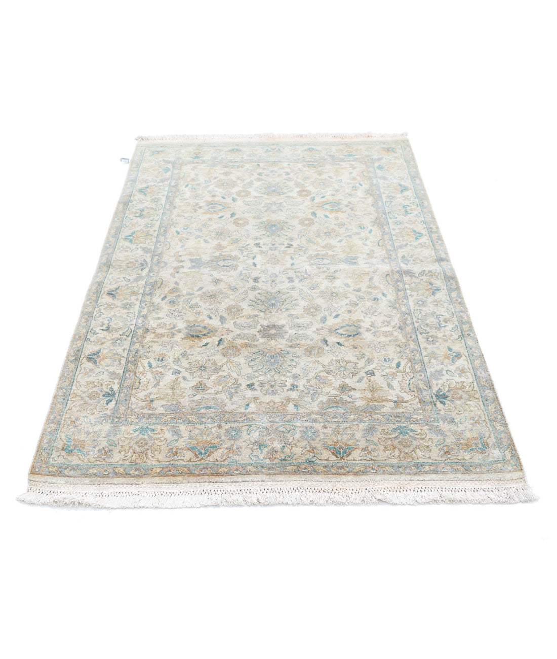 Agra 3'11'' X 6'0'' Hand-Knotted Wool Rug 3'11'' x 6'0'' (75 X 303) / Ivory / Grey