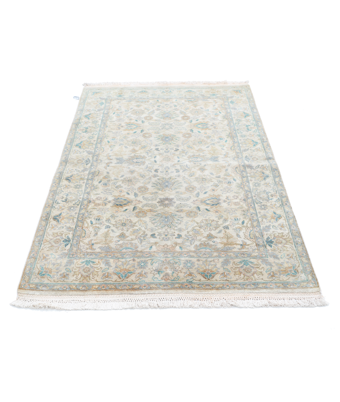 Agra 3'11'' X 6'0'' Hand-Knotted Wool Rug 3'11'' x 6'0'' (75 X 303) / Ivory / Grey