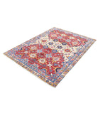 Agra 5'0'' X 7'0'' Hand-Knotted Wool Rug 5'0'' x 7'0'' (60 X 123) / Red / Blue