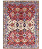 Agra 5'0'' X 7'0'' Hand-Knotted Wool Rug 5'0'' x 7'0'' (60 X 123) / Red / Blue