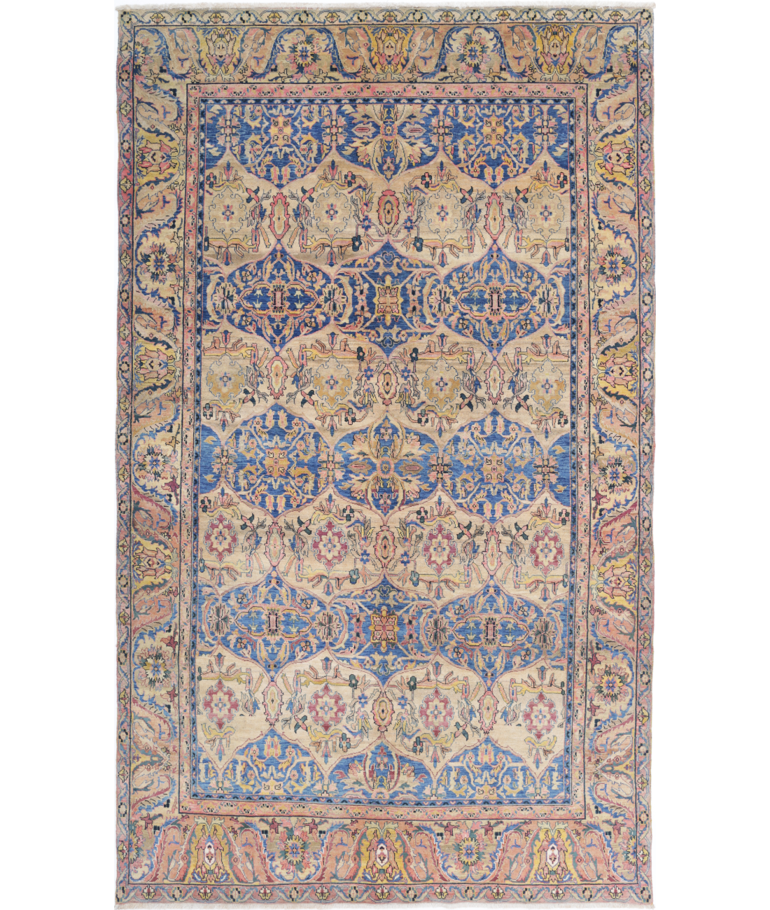 Agra 5'10'' X 10'0'' Hand-Knotted Wool Rug 5'10'' x 10'0'' (90 X 90) / Blue / Multi