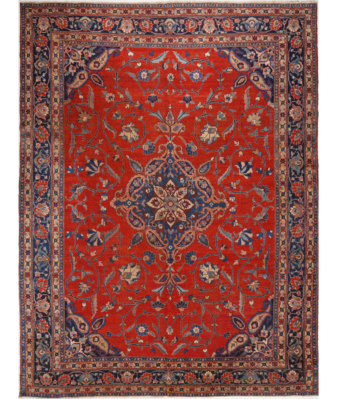 Tabriz 9' 0" X 12' 3" Hand-Knotted Wool Rug 9' 0" X 12' 3" (274 X 373) / Rust / Blue