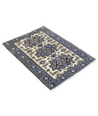 Kazak 2'5'' X 3'4'' Hand-Knotted Wool Rug 2'5'' x 3'4'' (73 X 100) / Ivory / Blue