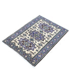 Kazak 2'5'' X 3'4'' Hand-Knotted Wool Rug 2'5'' x 3'4'' (73 X 100) / Ivory / Blue