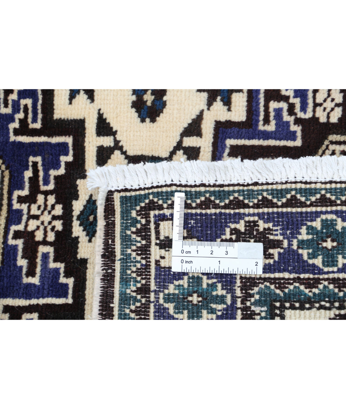 Kazak 2'5'' X 3'4'' Hand-Knotted Wool Rug 2'5'' x 3'4'' (73 X 100) / Ivory / Blue