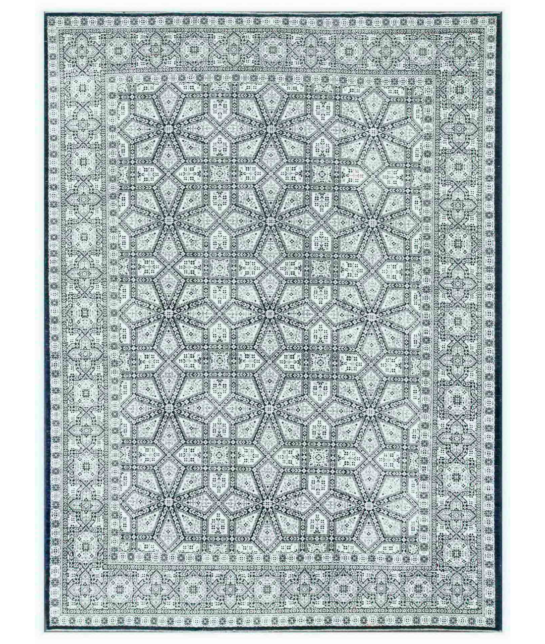 Hand Knotted Ariana Wool & Cotton Rug 8' 1" X 11' 2" 8' 1" X 11' 2" (246 X 340) / White / Blue