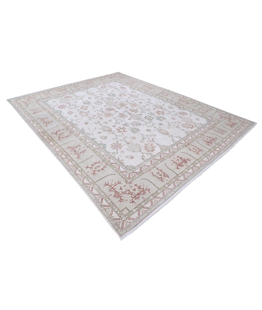 Hand Knotted Ariana Wool Rug 8' 7" X 10' 10" 8' 7" X 10' 10" (262 X 330) / Ivory / Grey