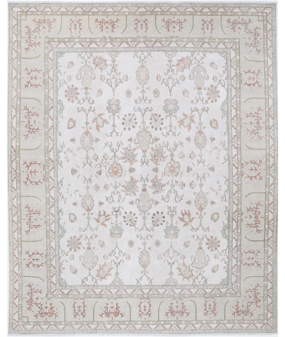 Hand Knotted Ariana Wool Rug 8' 7" X 10' 10" 8' 7" X 10' 10" (262 X 330) / Ivory / Grey