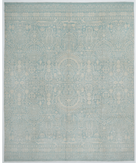 Hand Knotted Artemix Wool Rug 12' 0" X 14' 9" 12' 0" X 14' 9" (366 X 450) / Green / Ivory