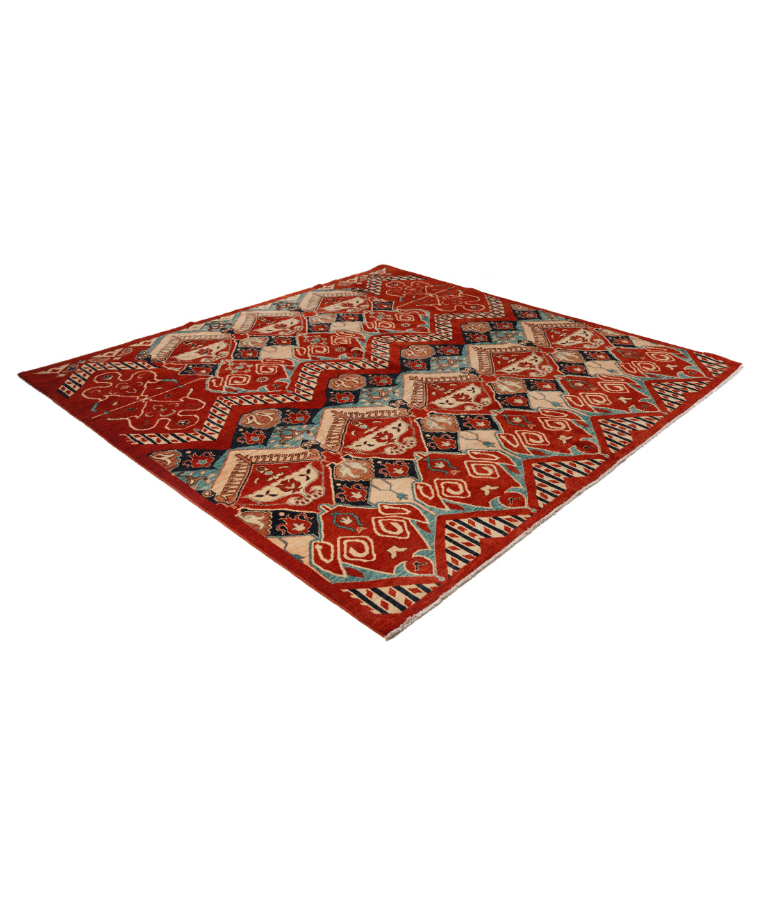 Artemix 8' 1" X 10' 0" Hand-Knotted Wool Rug 8' 1" X 10' 0" (246 X 305) / Rust / Blue