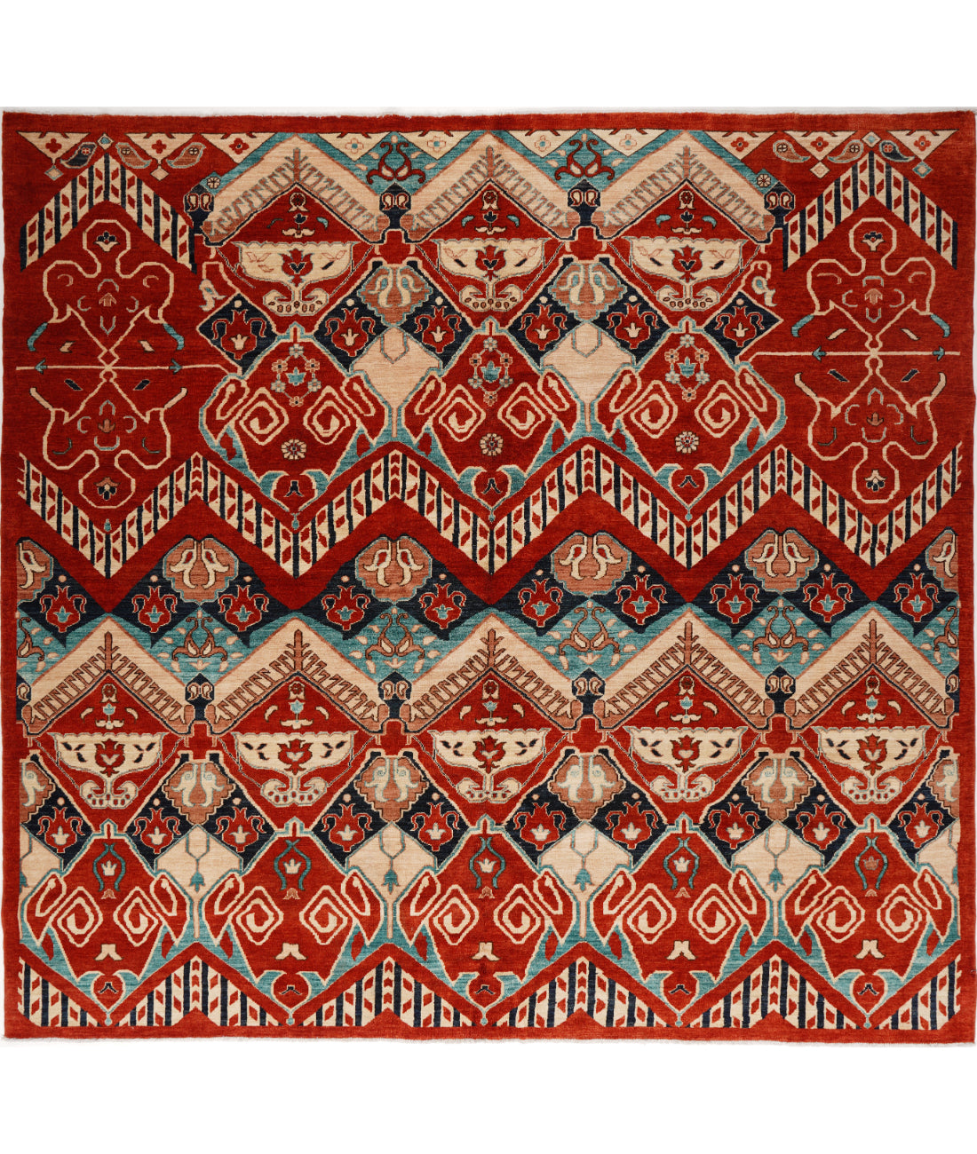 Artemix 8' 1" X 10' 0" Hand-Knotted Wool Rug 8' 1" X 10' 0" (246 X 305) / Rust / Blue