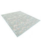 Hand Knotted Artemix Wool Rug 7' 11" X 9' 5" 7' 11" X 9' 5" (241 X 287) / Green / Ivory