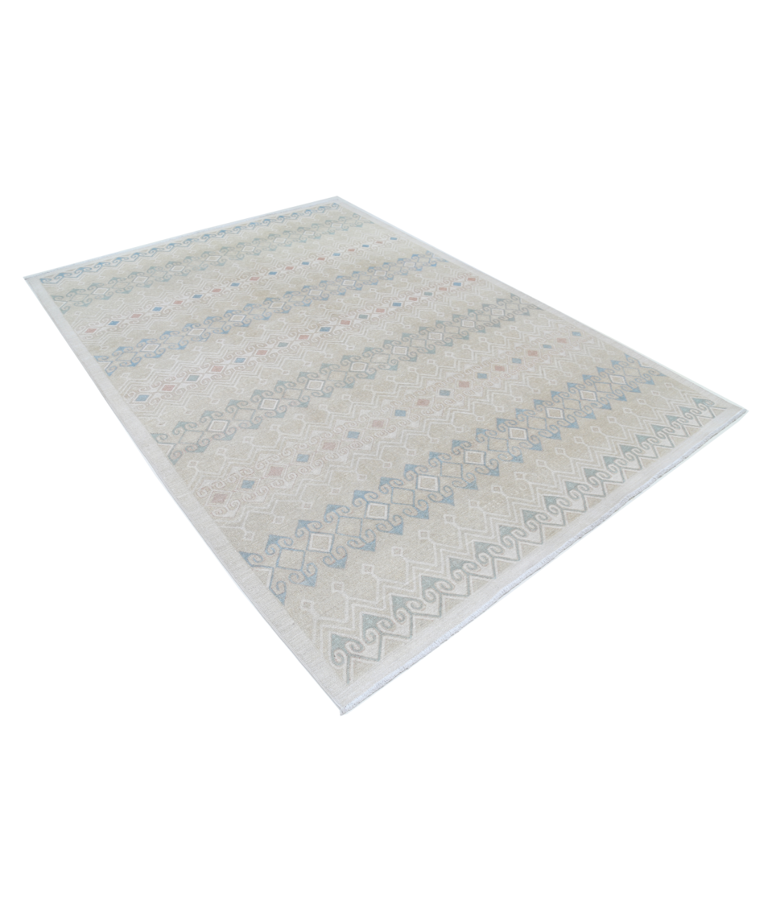Hand Knotted Artemix Wool Rug 6' 6" X 9' 6" 6' 6" X 9' 6" (198 X 290) / Ivory / Ivory