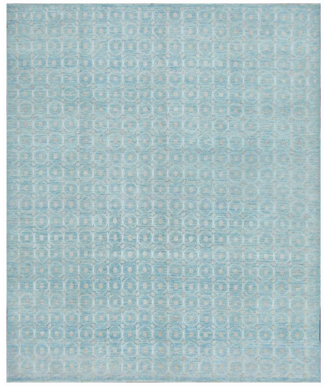 Hand Knotted Artemix Wool & Silk Rug 8' 1" X 9' 9" 8' 1" X 9' 9" (246 X 297) / Blue / Ivory