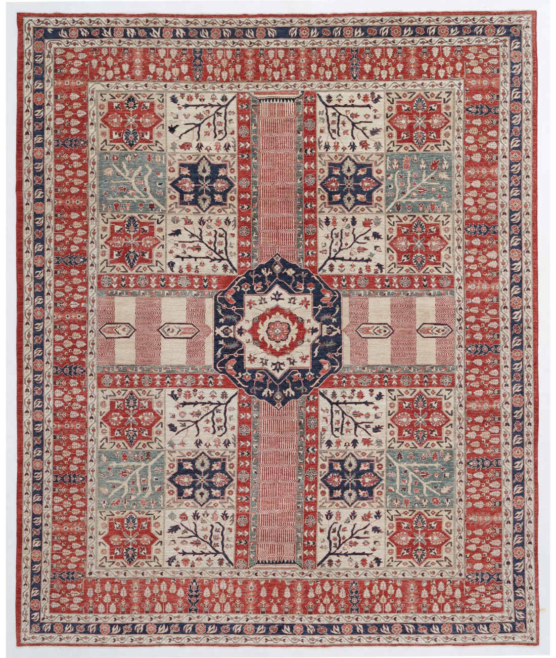 Hand Knotted Bakhtiari Wool Rug 11' 9" X 14' 7" 11' 9" X 14' 7" (358 X 444) / Ivory / Rust