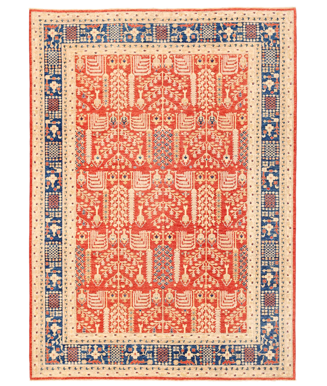 Hand Knotted Bakshaish Wool Rug 6' 2" X 8' 10" 6' 2" X 8' 10" (188 X 269) / Red / Blue