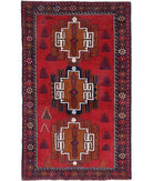 Baluch 3'5'' X 5'9'' Hand-Knotted Wool Rug 3'5'' x 5'9'' (103 X 173) / Red / Blue