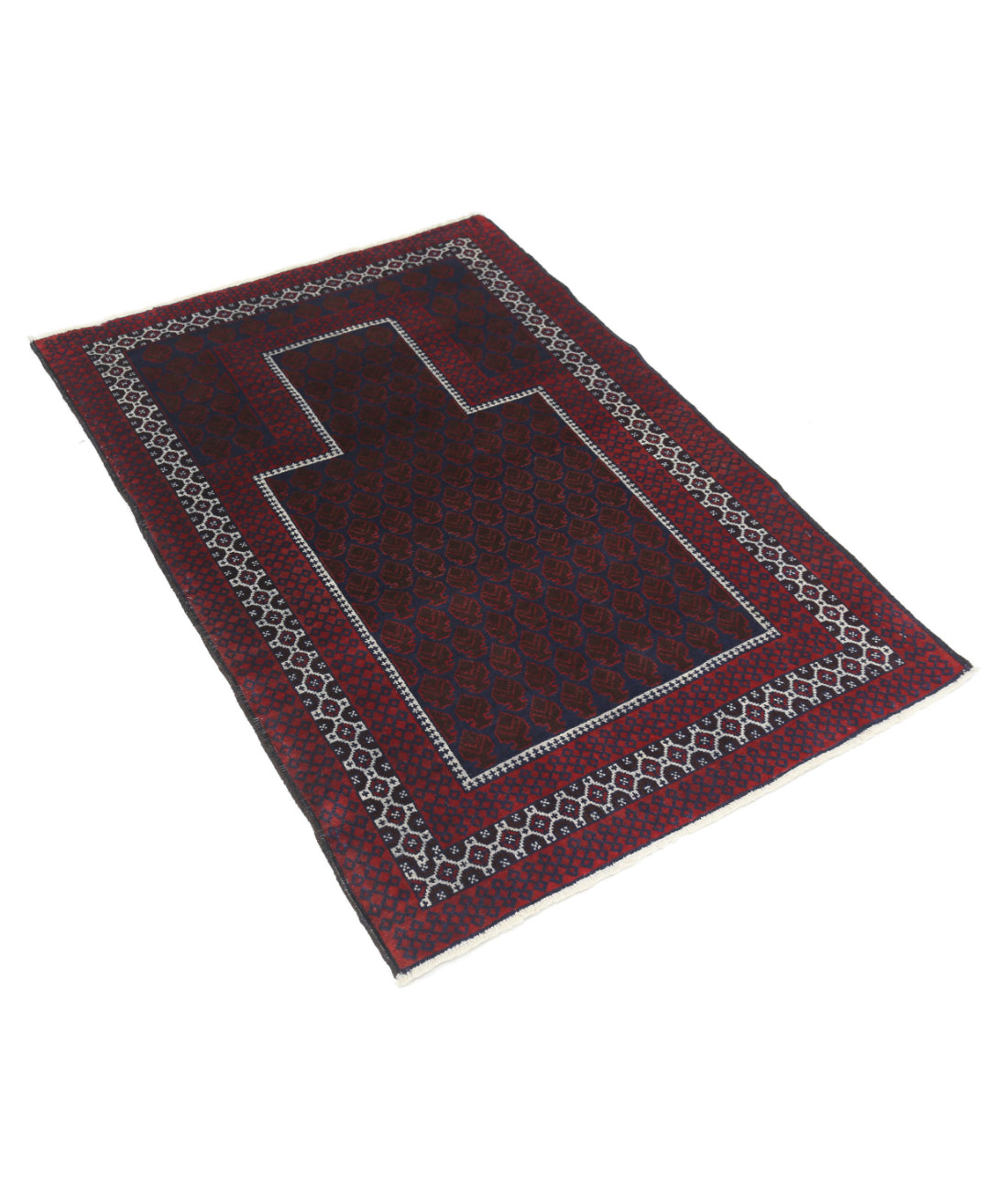 Baluch 3'2'' X 4'8'' Hand-Knotted Wool Rug 3'2'' x 4'8'' (95 X 140) / Red / N/A