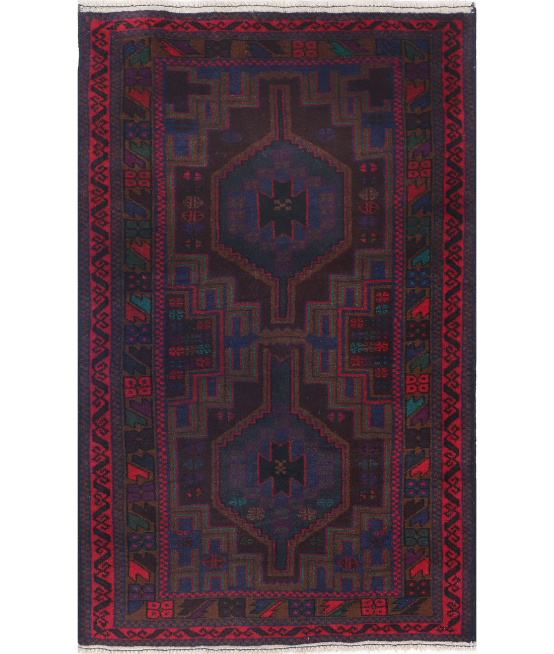 Baluch 2'9'' X 4'5'' Hand-Knotted Wool Rug 2'9'' x 4'5'' (83 X 133) / Red / N/A