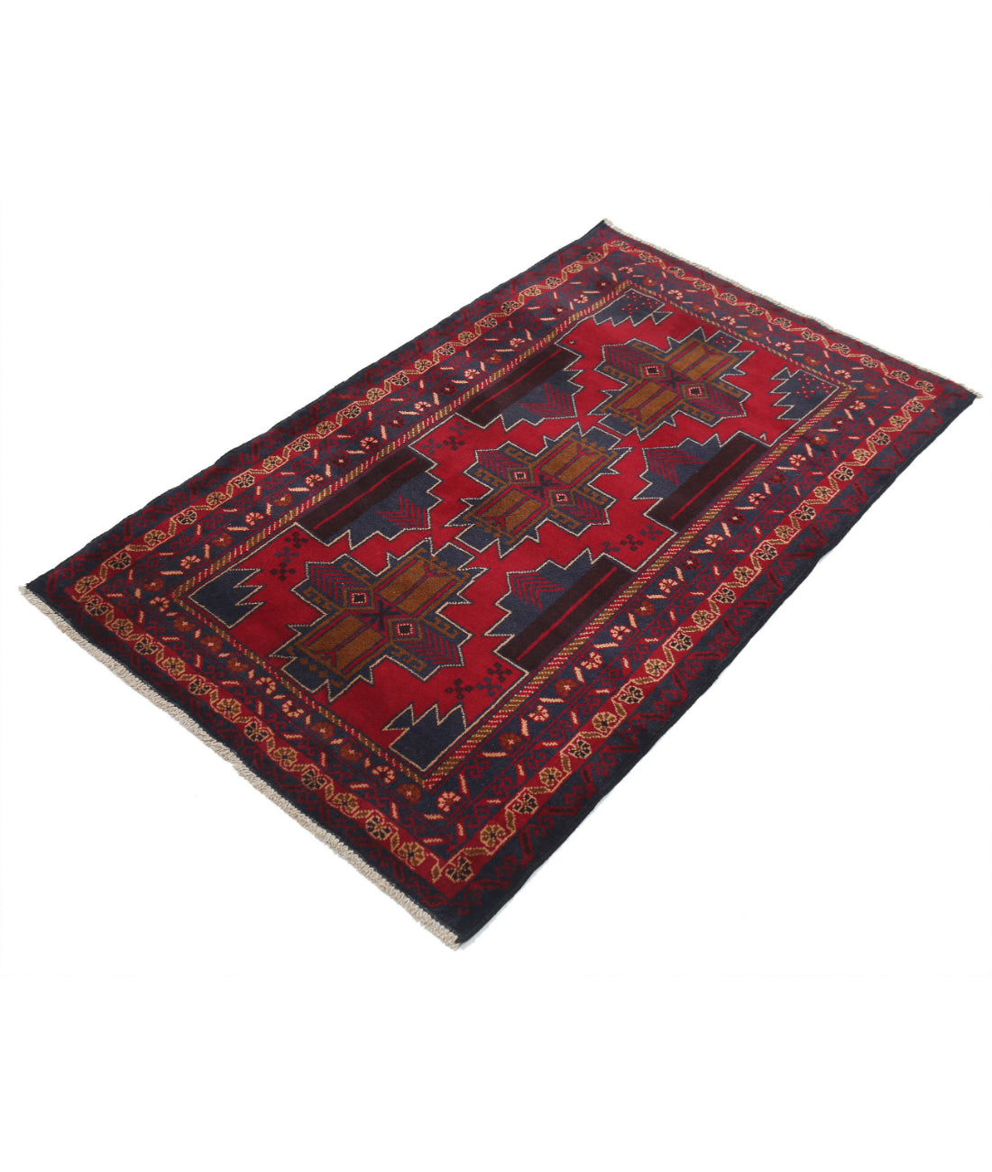 Baluch 3'0'' X 4'9'' Hand-Knotted Wool Rug 3'0'' x 4'9'' (90 X 143) / Red / N/A